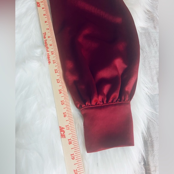 Karen Kane Tie Front Long Sleeve Imported Sz XS Red Satin Women’s Blouse - Picture 9 of 9
